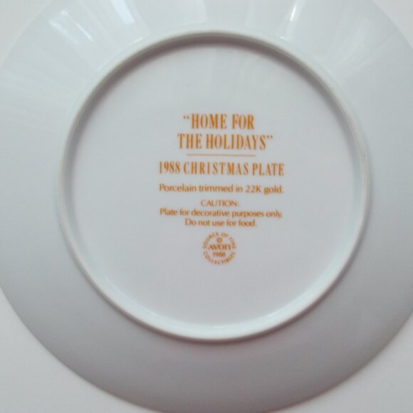 VTG 1988 HOME FOR THE HOLIDAYS Porcelain Plate with 22K Gold Trim NEW - Picture 4 of 5